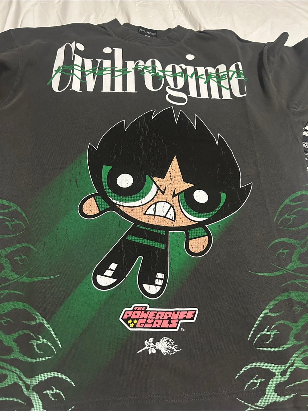 Civil Regime x The Powerpuff Girls grey s/s s heavyweight oversize Tee